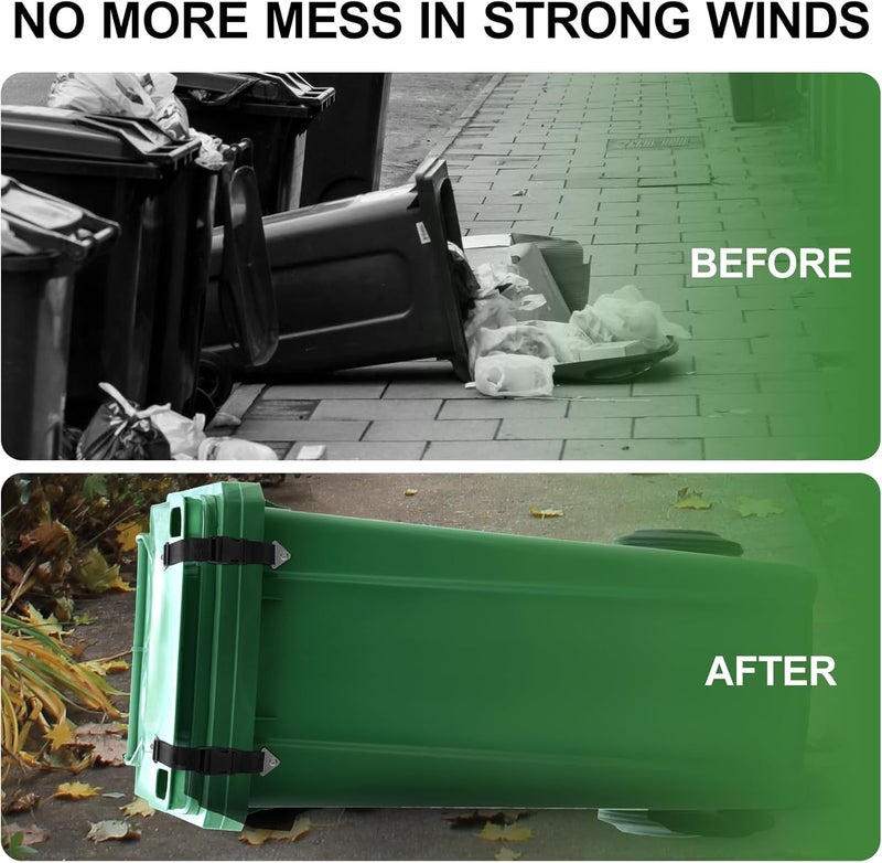 QUFA Raccoon Resistant Trash Can Lock Strap - Prevent Animal Rummaging & Secure Lid, Windproof Garbage Can Lock for Outdoor Use - 2-Piece Set - Image 3